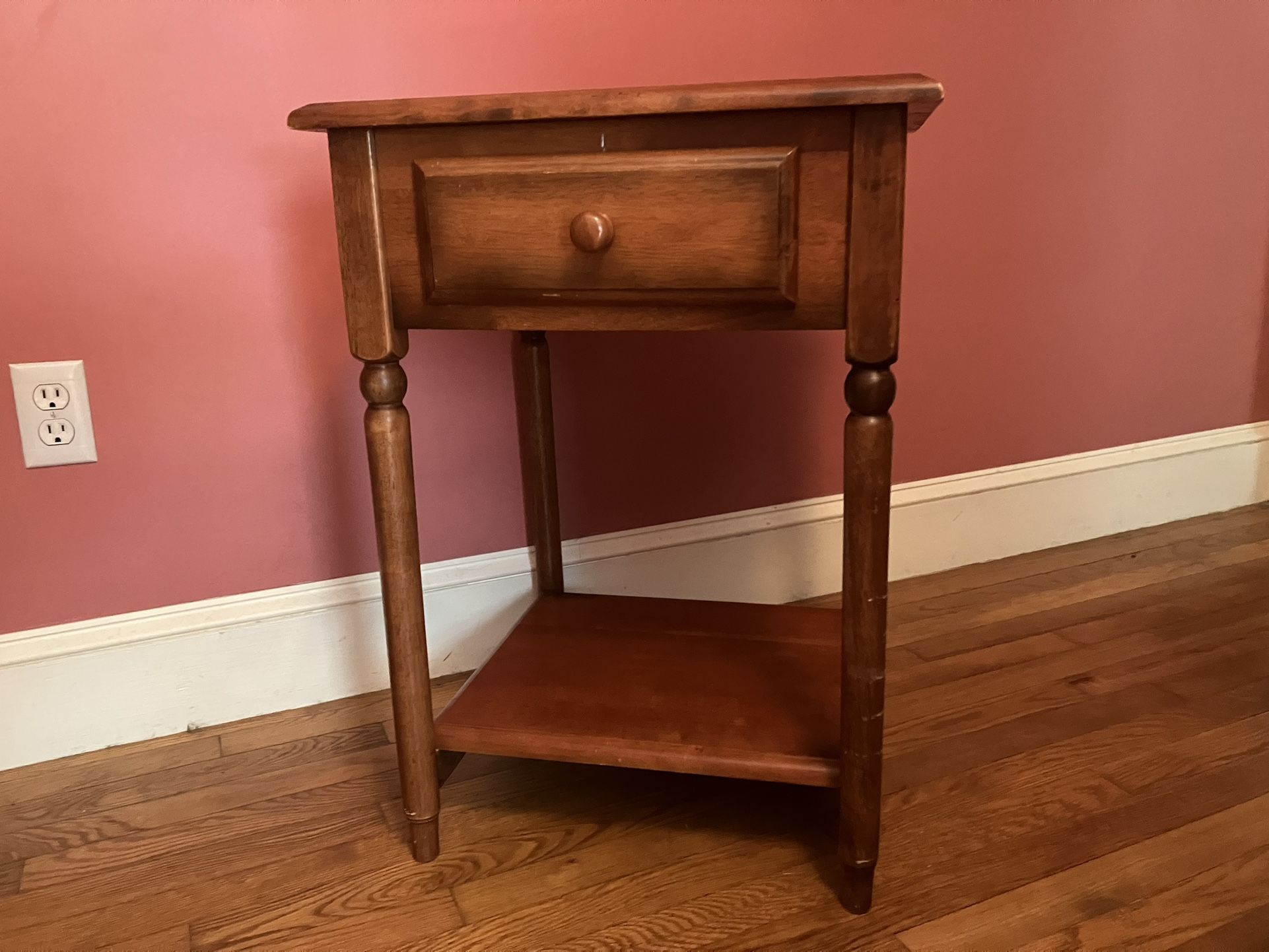 Tiered Wooden Nightstand w/Drawer