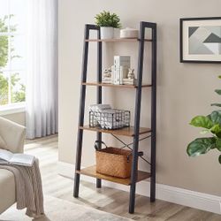 4-Tier Industrial Ladder Bookshelf