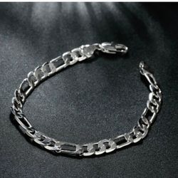 8" Long .925 Sterling Silver Stamped 6mm Figaro Bracelet Unisex Jewelry Highest Quality ✨