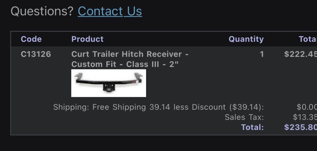 Infiniti JX35 / QX60 Curt Trailer Hitch Receiver – Brand New – Class III – 2”