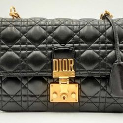 Christian Dior  Black Leather Cannage  Shoulder Bag