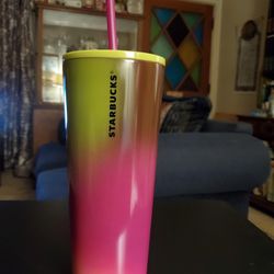 NEW Starbucks 2022 Fall Pink Yellow Berry Gradient Stainless Tumbler 24oz Cup