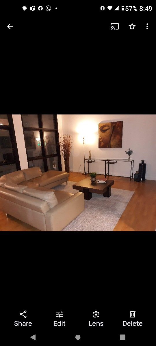 Leather Italian Sofa And Coffee Table 