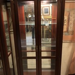 Two Doors Mahogany Mirror Back Cabinet 