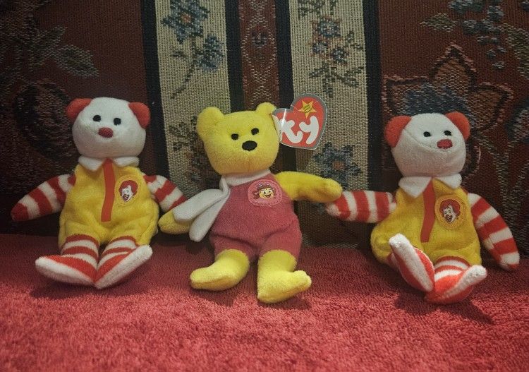 TY BEANIE BABIES 2004 LOT OF 3THREE 2.) RONALD MCDONALD &1.) BIRDIE THE BEAR