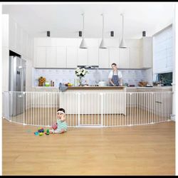 198" Baby Gate Extra Wide, Dog Gate Pet Gate for House Stairs Doorways Fireplace, Adjustable 3 in 1