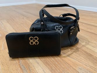 Coach Black Leather Wallet and Mini Handbag Set