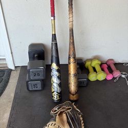 Baseball Bats And Catchers Glove