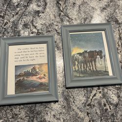 Framed Art From Old Cowboy Book