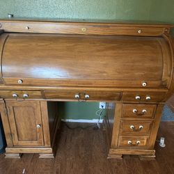 Solid Wood Roll Top Desk- NEED GONE-Make Offer