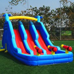22FT Oxford Inflatable Water Slide Family Version of Water Park Equipped with a Pool Climbing Area and Slide Track Suitable for Summer Swimming Pool P