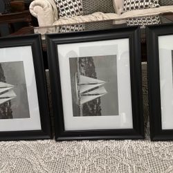 3 Large Picture Frames With Matte Insert 
