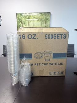 Bulk 16oz PET 1 Clear Cups w/ Lids - Wholesale Price - FDA Certified
