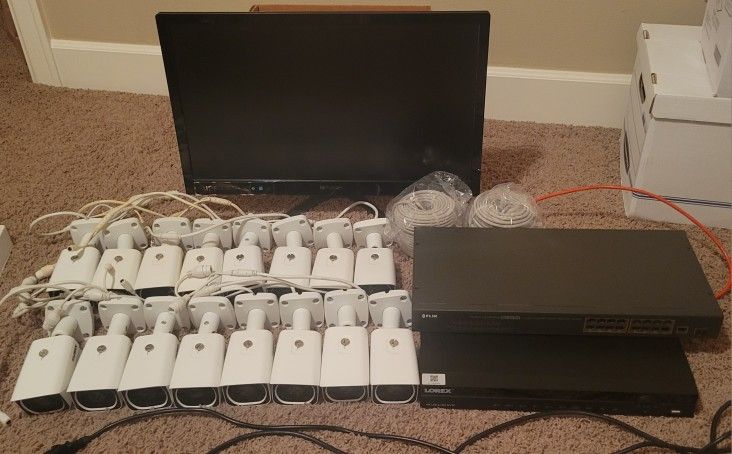 Lorex 4K Security System – 16 Cameras + 32-Channel NVR + PoE Switch + Monitor (Fully Reset) $950 OBO