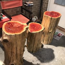 Customize Cedar Stump Side Table Set