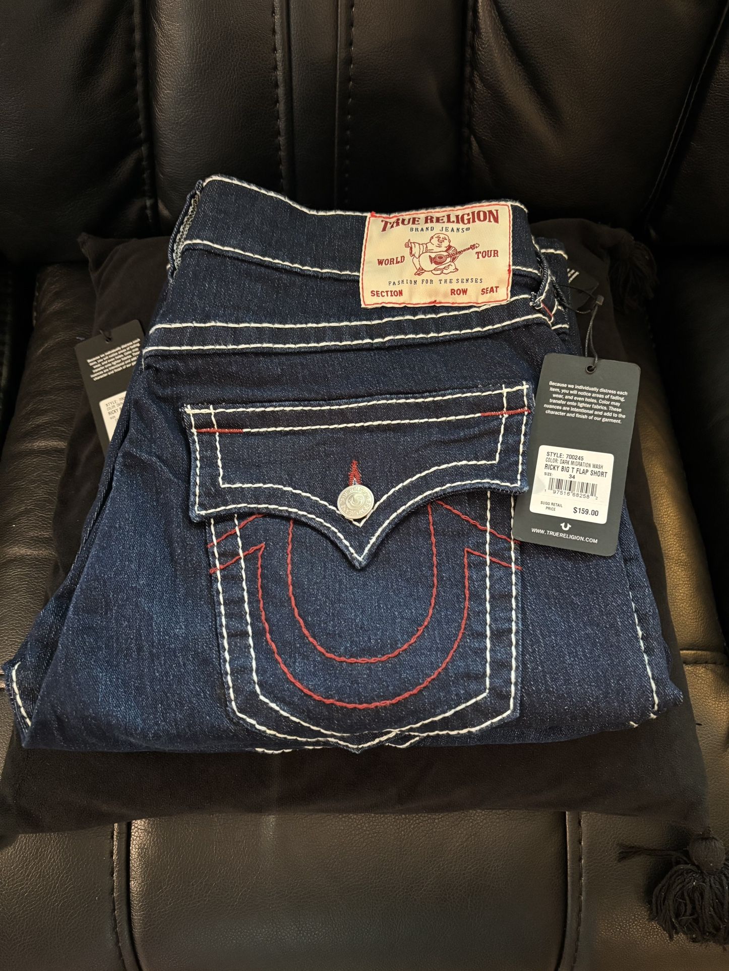 BRAND NEW TRUE RELIGION RICKY BIG T FLAP SHORT