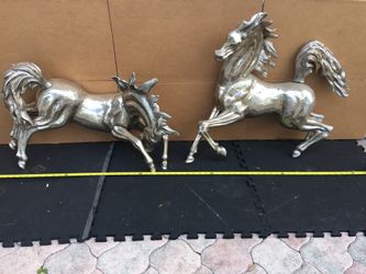 Antique Pewter Wall Horses
