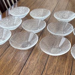 12 Crate & Barrel Italian Pressed Glass Bowls  For Salad, Soup, Cereal, Side Dishes