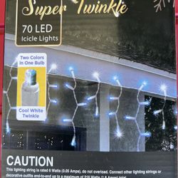 DUAL COLOR Super winkle 70 LED Icicle Lights $10 Per Set