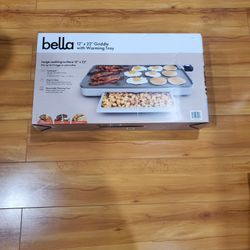 Brand New Bella 12" x 22" Electric Griddle with Warming Tray, EverGood™ Ceramic Nonstick Coating & Removable Temperature Probe, Dishwasher-Safe Drip T