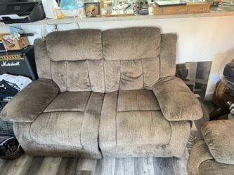 Reclining loveseat and sofa with USB charger ports