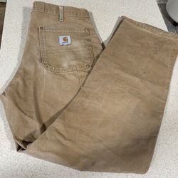 Carhartt Pants Mens 34x32 Double Knee Loose B01 Brown Vintage Union Made USA