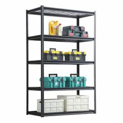 5 Tier Heavy Duty Metal Storage Shelve with Adjustable Shelf, Storage Shelve for Home, Easy to Assemble-Black