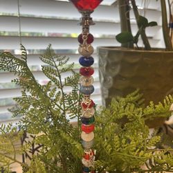 4th of July Red, White Or Blue Beaded Garden Fairy Wand With Charms
