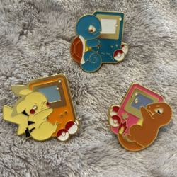 Cute Pokemon Pin Set Squirtle Charmander Pikachu