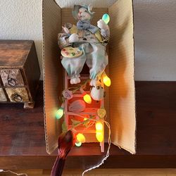 Lighted Animatronic Easter Bunny on a Ladder