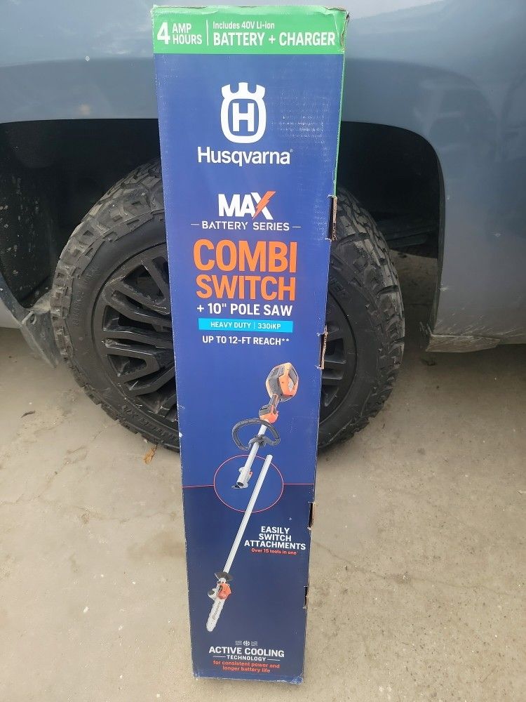 HUSQVARNA 330IKP 40-VOLT 10-IN 4 AH BATTERY POLE SAW BATTERY AND CHARGER INCLUDED