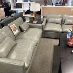 Leather Sofa & Loveseat 💚 $2,899 ☺️ Easy Financing ! 