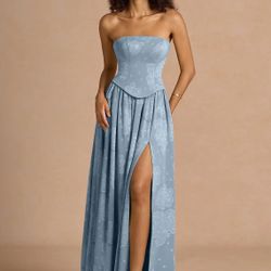 Azazie Strapless Light Blue Dress