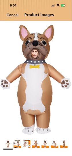 Adult Inflatable Costume Full Body Dog Costume for Adult, Blow Up Halloween Costumes Cute Bulldog Inflatable Dog Costume Funny Inflatable Halloween