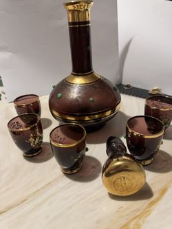 vintage  1950’s Rossini Empoli Italian glass decanter set,