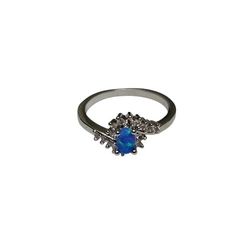 Blue Heart Diamond Surrounded by Genuine Diamonds set in 925 Sterling Silver Ring Size 9