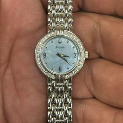 Bulova C837359 Mother Of Pearl Silver Tone Womens Watch! New Battery! 