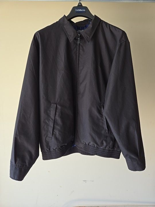 Vintage Ralph Lauren Chaps Jacket Men XL Black Harrington Coat Flannel Lined