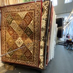 5x7 Area Rugs Carpet Rugs Persian Design Thick Colors Burgendy Green Beige 