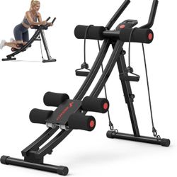 MERACH Ab Machine, Adjustable Ab Trainer Machine, Ab Workout Equipment for Home Gym, Ergonomic Arc Track for Better Abs, Foldable Workout Machine for 