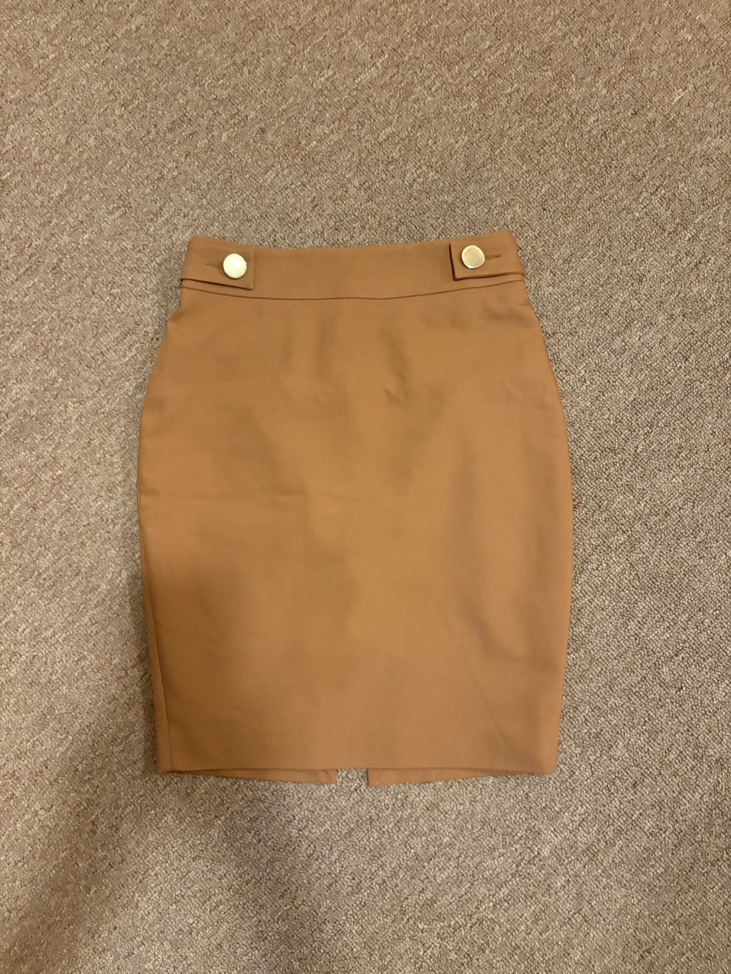 Express Gold Pencil Skirt with Button Detail