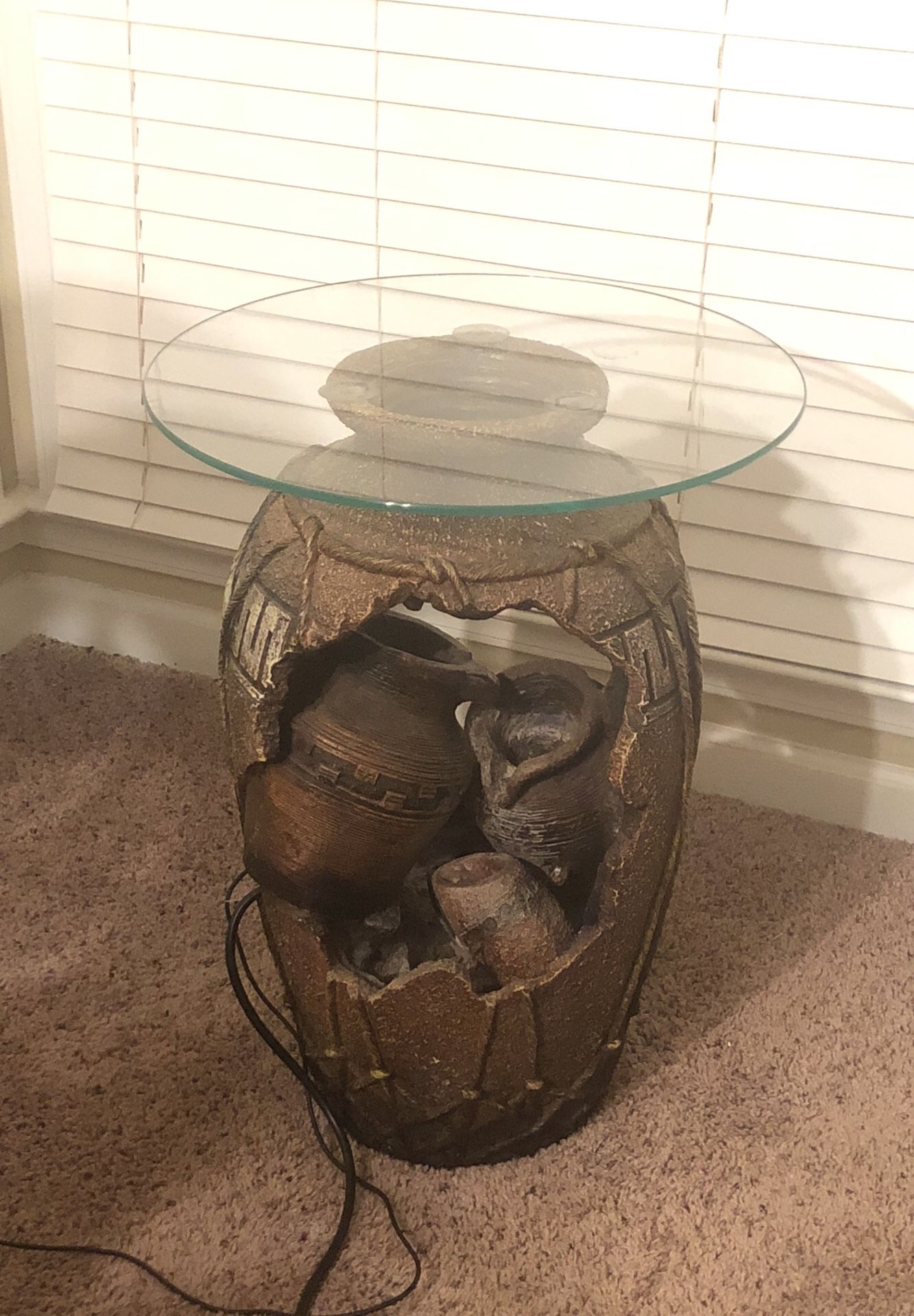 Glass top Fountain table