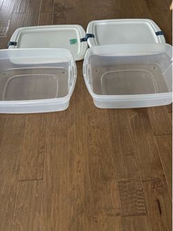 2 Brand New Clear Plastic Storage Bins
