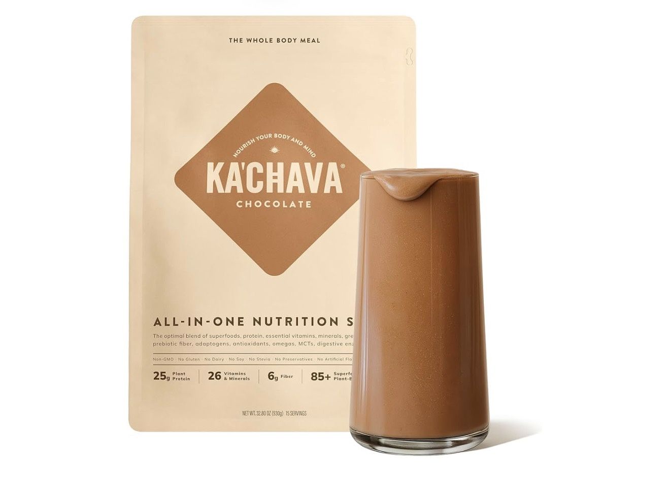 Ka’Chava Whole Body Meal Shake Chocolate 2 lb – Vegan Protein Powder with 85+ Superfoods & Greens – Plant-Based Meal Replacement with Probiotics & Dig