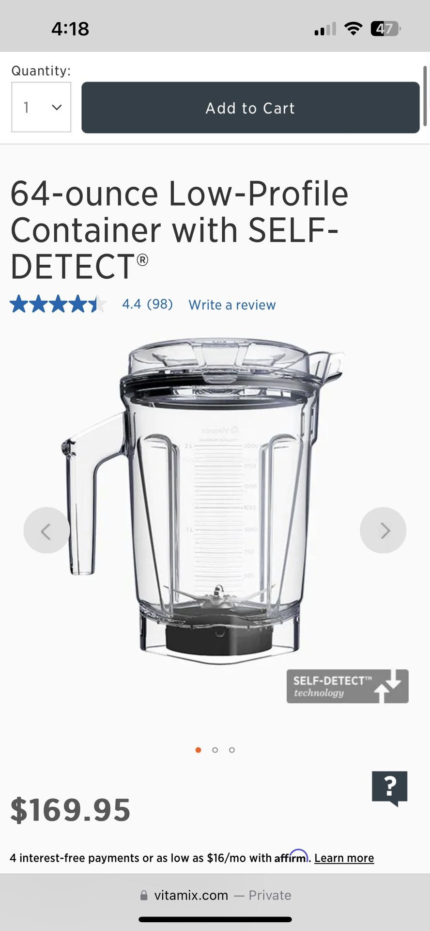 Vitamix Blender Container - Like New!