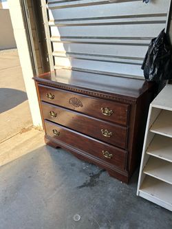 Wood 3-Drawer Dresser with Brass Hardware