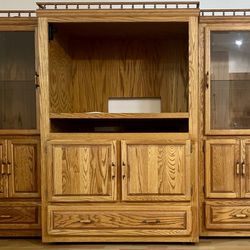 Beautiful Handmade Real Oak Wood Cabinet Hutch Bookcase TV Media Console