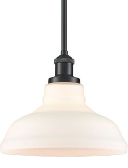 HOLKIRT Adjustable Industrial Black Pendant Light Fixture Opal Glass