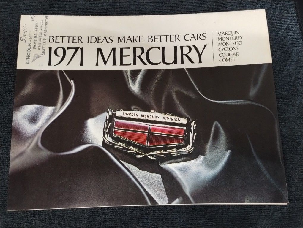 Vintage 1971 Mercury dealership sales brochure, Marquis/Cougar/Cyclone, and more