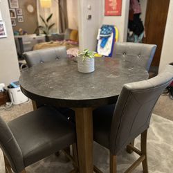 Marble Top Round Dining Room Table With 4 Chairs 